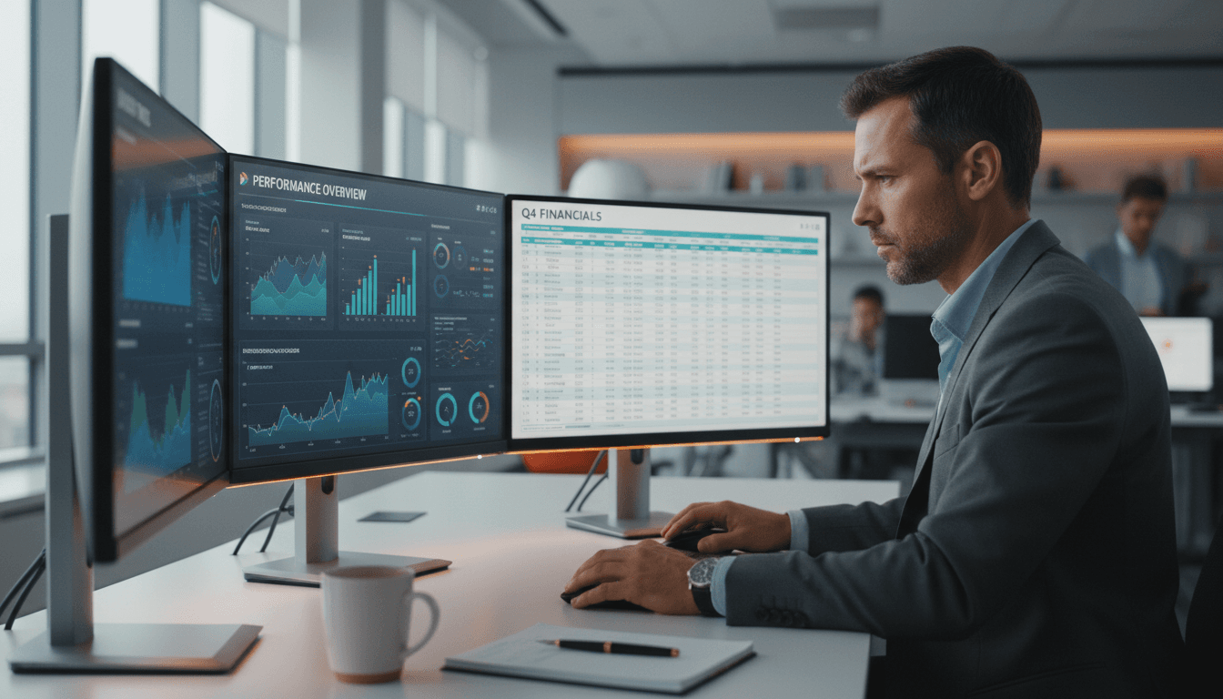 Business analyst evaluating financial data and performance metrics